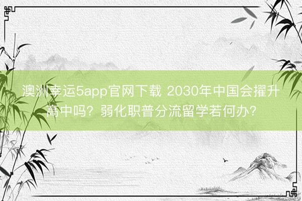 澳洲幸運5app官網(wǎng)下載 2030年中國會擢升高中嗎？弱化職普分流留學若何辦？