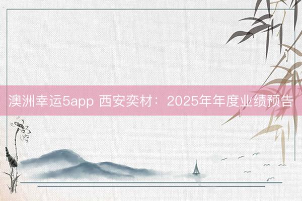 澳洲幸運(yùn)5app 西安奕材：2025年年度業(yè)績預(yù)告